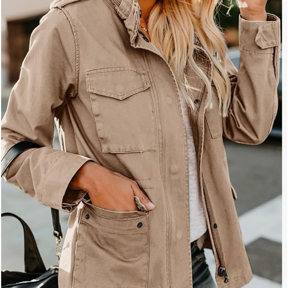 Light Tan Cargo Jacket. New